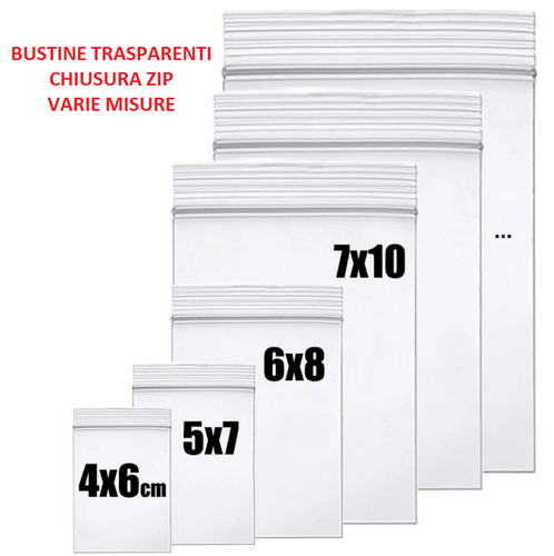 100 bustine zip trasparenti - 100,